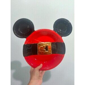 Mickey Mouse Christmas Santa Belt Chip & Dip Platter Ceramic Disney Theme Park